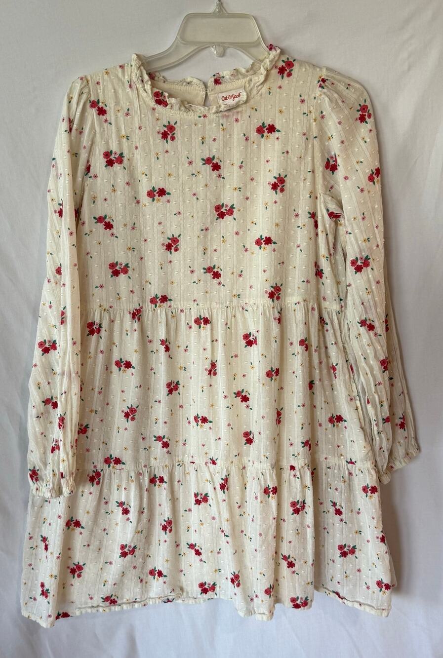 Cat & Jack Girls XL Floral Knee Length Dress Long Sleeve Multicolor Holiday